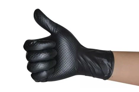 Black Nitrile Diamond Texture Glove