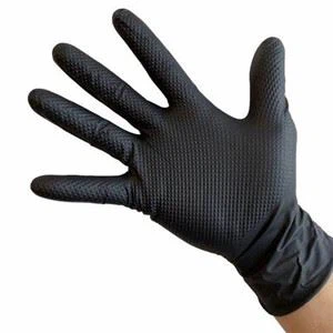 Black Nitrile Diamond Texture Glove