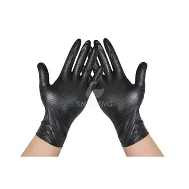 Black Nitrile Diamond Texture Glove